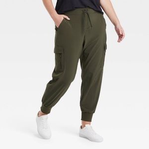 Olive Green Tapered Cropped Joggers